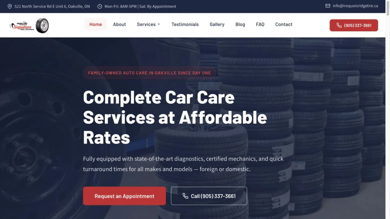 Iroquois Ridge Tire — local service website homepage